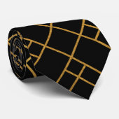 Moderne Schwarz-Gold Geometrie Neck Tie Krawatte (Gerollt)