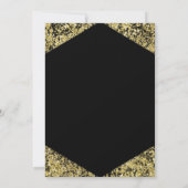 Moderne Schwarz-Gold-Glitzer-Flakes Hochzeit Einladung (Rückseite)