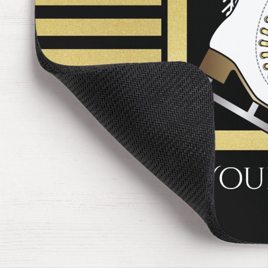 Moderne Schwarz/Gold Glitzer Ice Skaten Mousepad (Ecke)