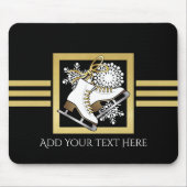 Moderne Schwarz/Gold Glitzer Ice Skaten Mousepad (Vorne)