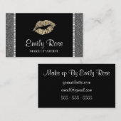 Moderne Schwarz-Gold-Glitzer-Lipstick Visitenkarte (Vorne/Hinten)