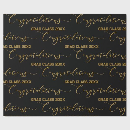 Moderne Schwarz-Gold-Glückwünsche an die Abschlüss Geschenkpapier (Flach)