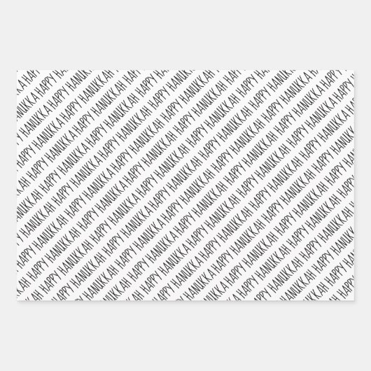 Moderne Schwarz & Gold Happy Hanukkah Trees Geschenkpapier Set (Vorderseite)