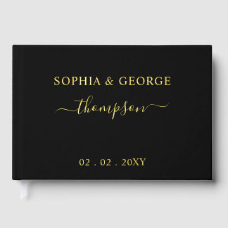 Moderne Schwarz-Gold-Hochzeit Gästebuch