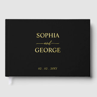 Moderne Schwarz-Gold-Hochzeit Gästebuch