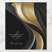 Moderne Schwarz-Gold-Hochzeit Weinetikett (Einzelnes Label)