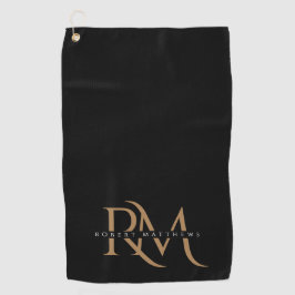 Moderne Schwarz-Gold-Initialen Elegant Mit Monogra Golfhandtuch