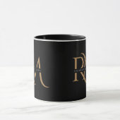 Moderne Schwarz-Gold-Initialen Elegant Mit Monogra Tasse (Zentrum)