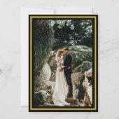 Moderne Schwarz-Gold-Kalligrafie-Foto-Hochzeit Einladung (Rückseite)