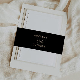 Moderne Schwarz-Gold-Kalligrafie-Hochzeit Einladungsbanderole