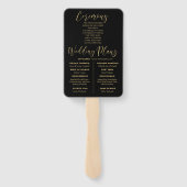 Moderne Schwarz-Gold-Kalligrafie-Hochzeit Fächer (Rückseite)