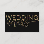 Moderne Schwarz-Gold-Kalligrafie-Hochzeitsdetails Begleitkarte (Vorderseite)
