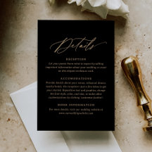 Moderne Schwarz-Gold-Kalligrafie-Hochzeitsdetails