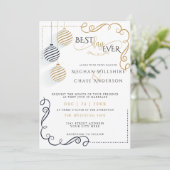 Moderne Schwarz-Gold-Minimal-Bauten Einladung (Stehend Vorderseite)