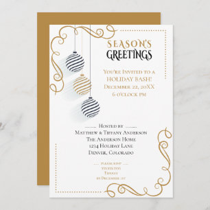 Moderne Schwarz-Gold-Minimal-Bauten Einladung