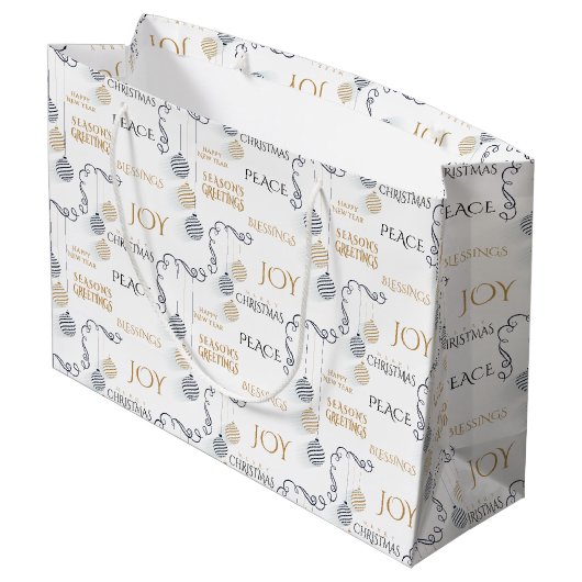 Moderne Schwarz-Gold-Minimal-Bauten Große Geschenktüte (Rückseite Schrägansicht)