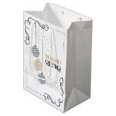 Moderne Schwarz-Gold-Minimal-Bauten Mittlere Geschenktüte (Vorderseite Schrägansicht)