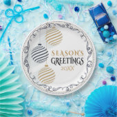 Moderne Schwarz-Gold-Minimal-Bauten Pappteller (Party)