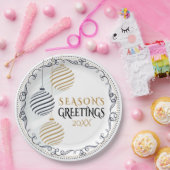 Moderne Schwarz-Gold-Minimal-Bauten Pappteller (Party)