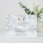 Moderne Schwarz-Gold-Monogram-Winter-Hochzeit-UAWG RSVP Karte (Stehend Vorderseite)