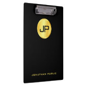 Moderne Schwarz-Gold-Monogramm-Vorlage Klemmbrett (Rechts)