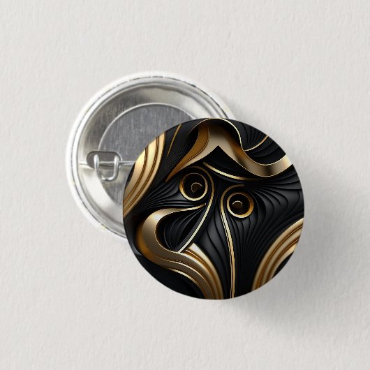 Moderne Schwarz-Gold-Muster Button (Vorne & Hinten)