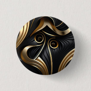 Moderne Schwarz-Gold-Muster Button