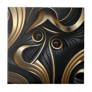 Moderne Schwarz-Gold-Muster Fliese