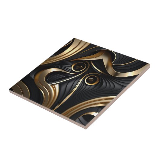 Moderne Schwarz-Gold-Muster Fliese (Seite)