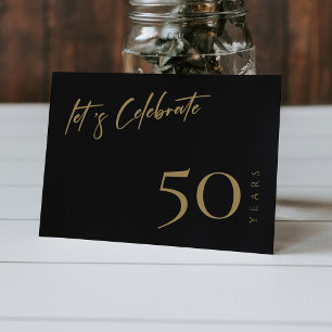 Moderne Schwarz & Gold: Persönlicher 50. Jahrestag Einladung