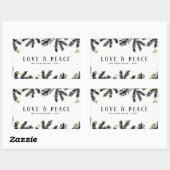 Moderne Schwarz & Gold Pine und Berries Holiday Rechteckiger Aufkleber (Blatt)