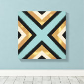 Moderne Schwarz-Gold-Pinselstriche Mint Geometric Leinwanddruck (Insitu (Holzboden))
