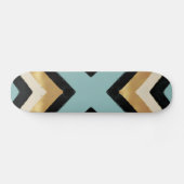 Moderne Schwarz-Gold-Pinselstriche Mint Geometric Skateboard (Horizontal)