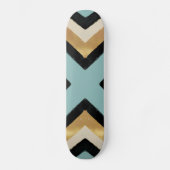 Moderne Schwarz-Gold-Pinselstriche Mint Geometric Skateboard (Vorderseite)