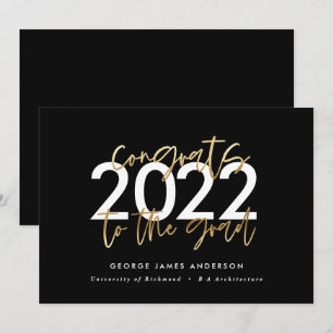 Moderne Schwarz-Gold-Schrift-Stilvoller Abschluss Einladung