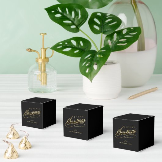 Moderne Schwarz & Gold Script Frohe Weihnachten Geschenkschachtel (Zahlreiche)