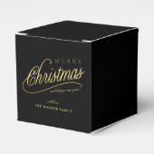 Moderne Schwarz & Gold Script Frohe Weihnachten Geschenkschachtel (Vorderseite)