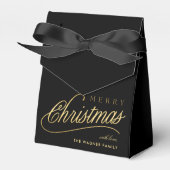Moderne Schwarz & Gold Script Frohe Weihnachten Geschenkschachtel (Vorderseite)