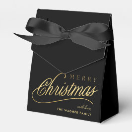 Moderne Schwarz & Gold Script Frohe Weihnachten Geschenkschachtel
