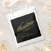 Moderne Schwarz & Gold Script Frohe Weihnachten Geschenktütchen (Ausgeschnitten)