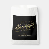 Moderne Schwarz & Gold Script Frohe Weihnachten Geschenktütchen (Vorderseite)