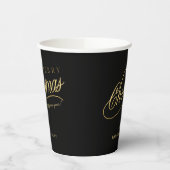 Moderne Schwarz & Gold Script Frohe Weihnachten Pappbecher (Links)
