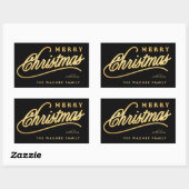 Moderne Schwarz & Gold Script Frohe Weihnachten Rechteckiger Aufkleber (Blatt)