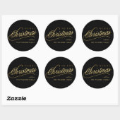 Moderne Schwarz & Gold Script Frohe Weihnachten Runder Aufkleber (Blatt)