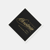 Moderne Schwarz & Gold Script Frohe Weihnachten Serviette (Ecke)