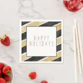 Moderne Schwarz & Gold Snowflake Strip Holiday Serviette (Beispiel)