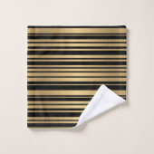 Moderne Schwarz-Gold-Streifen-Handtücher Badhandtuch Set (Waschlappen)