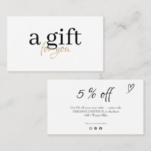 Moderne Schwarz-Gold-Typografie Geschäft Rabatt Visitenkarte
