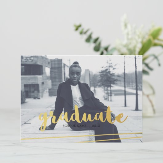 Moderne Schwarz-, Gold- und Weiß-Einladungen Einladung (Stehend Vorderseite)