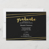 Moderne Schwarz-, Gold- und Weiß-Einladungen Einladung (Rückseite)